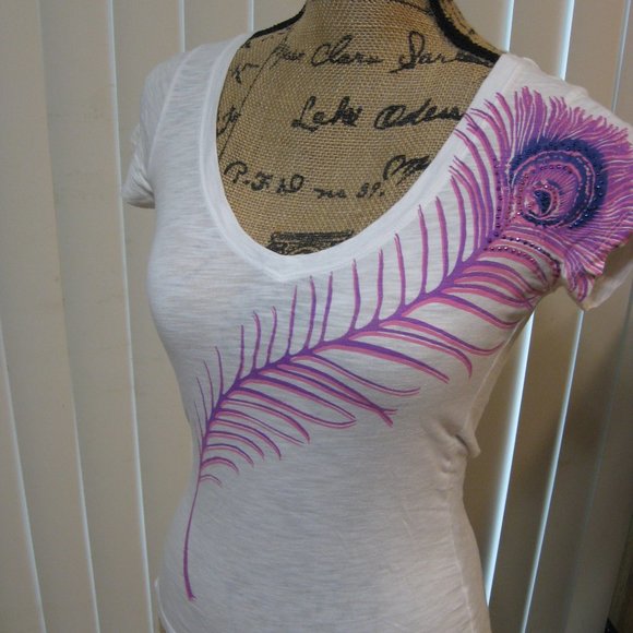 NWOT Express white graphic tee t shirt top XS extra small - Picture 2 of 5